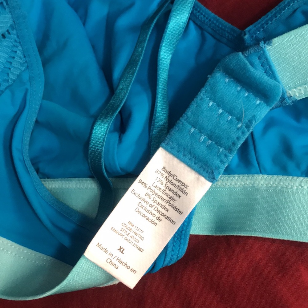 Racer back bralette. Sz XL. Teal blue. NWT - Picture 3 of 3